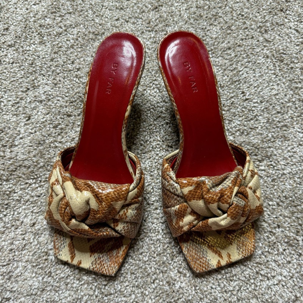 BY FAR 
Lana Snake-Print Heeled Mules - Picture 4 of 7